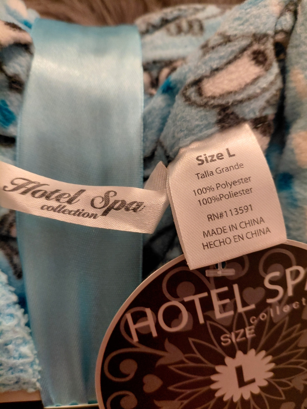 Hotel Spa Collection Women's Light Blue Plush Pajama Set - Size L